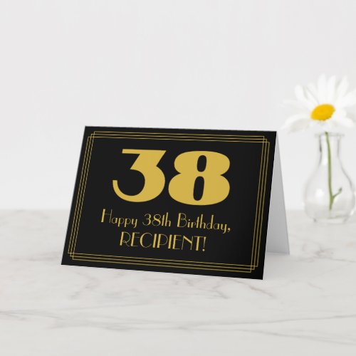38th Birthday Art Deco Inspired Look 38  Name Card