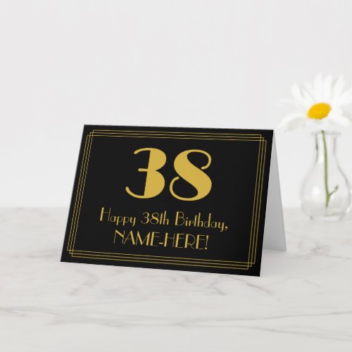 38th Birthday Art Deco Inspired Look 38  Name Card