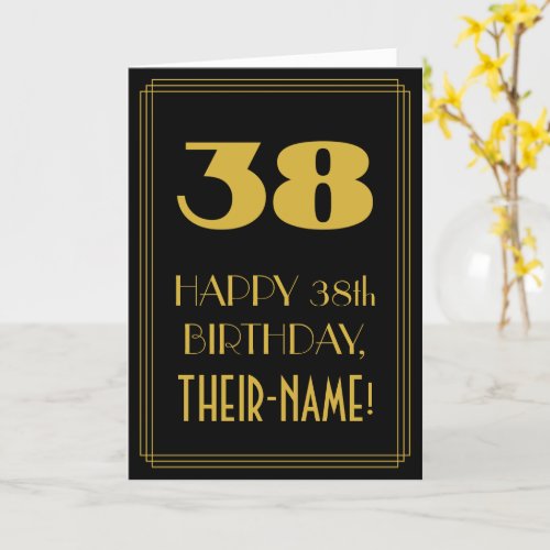38th Birthday  Art Deco Inspired Look 38  Name Card
