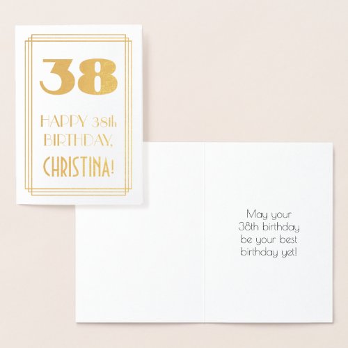 38th Birthday Art Deco Inspired Look 38  Name Foil Card