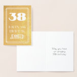 [ Thumbnail: 38th Birthday ~ Art Deco Style "38" & Custom Name Foil Card ]