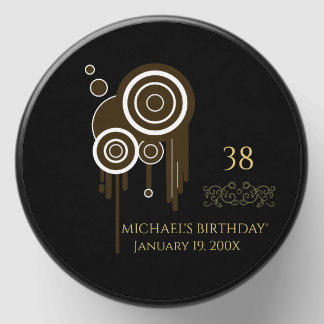 38th Birthday Black Faux Gold Vintage Ornate Crest Mini Candle Favors