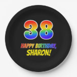 [ Thumbnail: 38th Birthday: Bold, Fun, Simple, Rainbow 38 Paper Plates ]