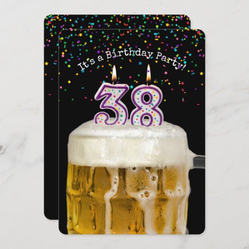 38th Birthday Candle Party Invitation