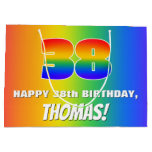 [ Thumbnail: 38th Birthday: Colorful, Fun Rainbow Pattern # 38 Gift Bag ]