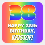 [ Thumbnail: 38th Birthday: Colorful, Fun Rainbow Pattern # 38 Sticker ]