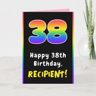 38th Birthday: Colorful Rainbow # 38, Custom Name Card