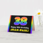 [ Thumbnail: 38th Birthday: Colorful Rainbow # 38, Custom Name Card ]
