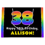 [ Thumbnail: 38th Birthday: Colorful Rainbow # 38, Custom Name Gift Bag ]