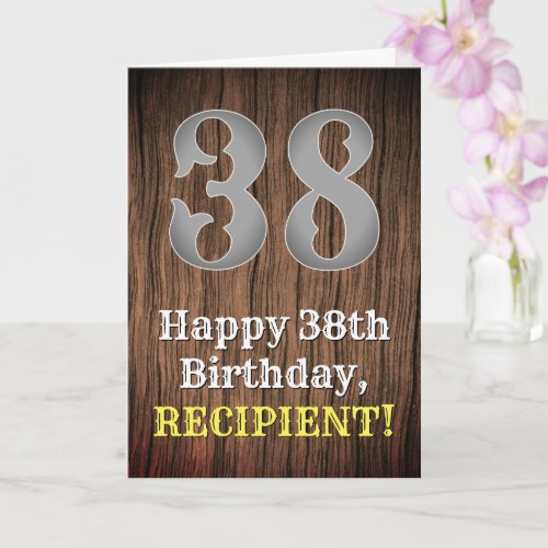38th Birthday Country Western Inspired Look Name Card