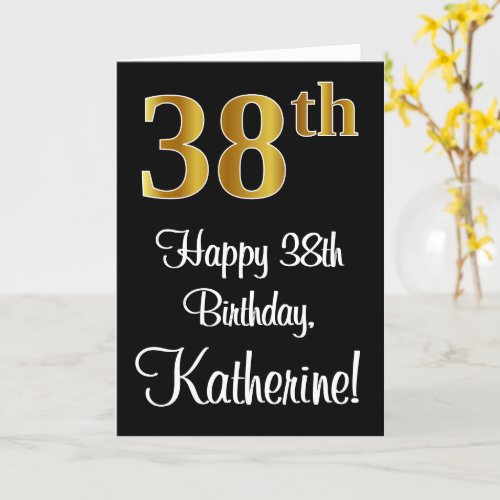 38th Birthday  Elegant Luxurious Faux Gold Look  Card