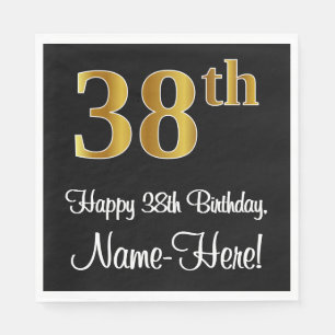 38th Birthday ~ Elegant Luxurious Faux Gold Look # Napkins