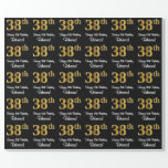 [ Thumbnail: 38th Birthday: Elegant Luxurious Faux Gold Look # Wrapping Paper ]