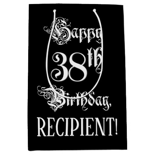 38th Birthday Fancy Elegant Script  Custom Name Medium Gift Bag