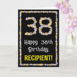 [ Thumbnail: 38th Birthday: Floral Flowers Number, Custom Name Card ]