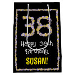 [ Thumbnail: 38th Birthday: Floral Flowers Number, Custom Name Gift Bag ]