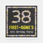 [ Thumbnail: 38th Birthday: Floral Flowers Number, Custom Name Napkins ]