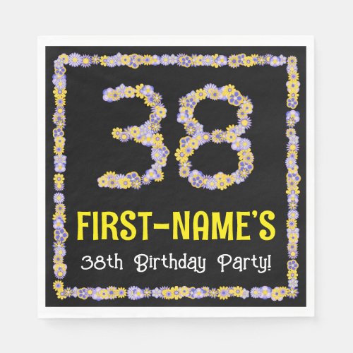 38th Birthday Floral Flowers Number Custom Name Napkins