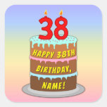[ Thumbnail: 38th Birthday: Fun Cake and Candles + Custom Name Sticker ]