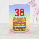[ Thumbnail: 38th Birthday — Fun Cake & Candles, W/ Custom Name Card ]