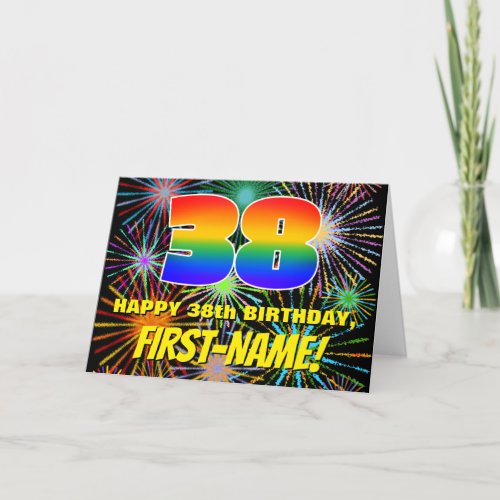 38th Birthday Fun Colorful Celebratory Fireworks Card