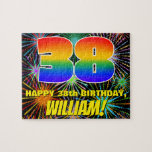 [ Thumbnail: 38th Birthday: Fun, Colorful Celebratory Fireworks Jigsaw Puzzle ]