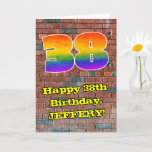[ Thumbnail: 38th Birthday: Fun Graffiti-Inspired Rainbow 38 Card ]