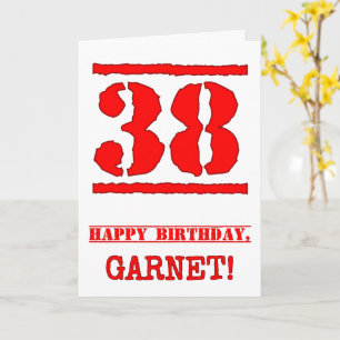 38th Birthday: Fun, Red Rubber Stamp Inspired Look Card