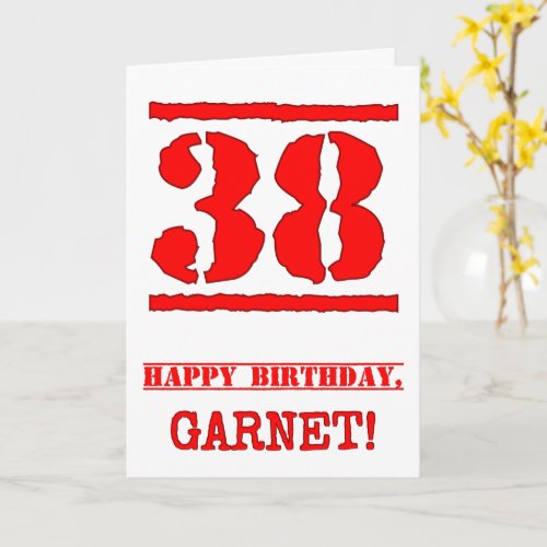 38th Birthday Fun Red Rubber Stamp Inspired Look Card