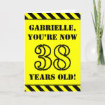 [ Thumbnail: 38th Birthday: Fun Stencil Style Text, Custom Name Card ]