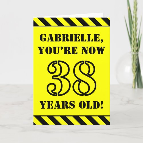 38th Birthday Fun Stencil Style Text Custom Name Card