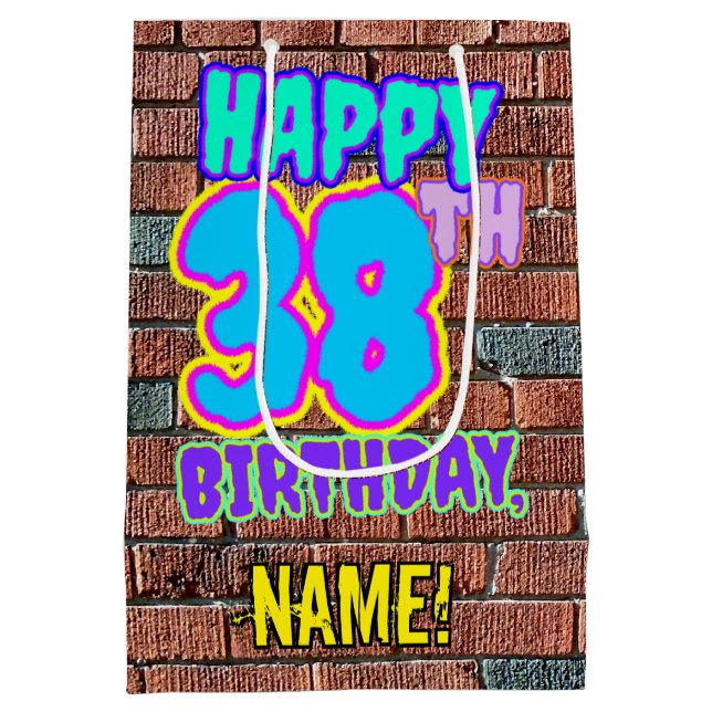 38th Birthday: Fun, Urban Graffiti Inspired Look Medium Gift Bag (Back)