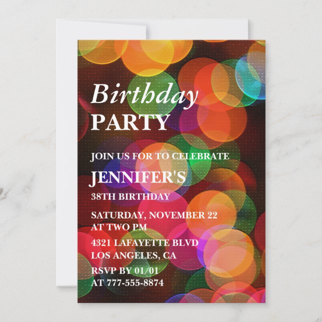 38th birthday invitation Colorful Confetti Sparkle (Front)