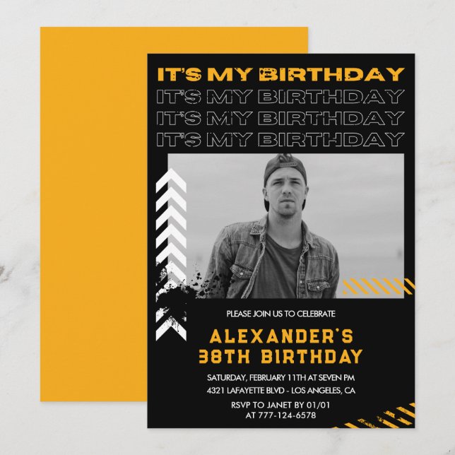 38th birthday invitations Men Photo Spray paint (Front/Back)