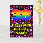 [ Thumbnail: 38th Birthday: Loving Hearts Pattern, Rainbow # 38 Card ]