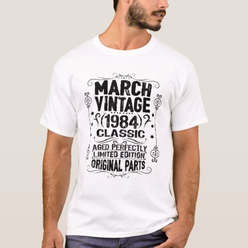 38Th Birthday March 1984 Pisces Aries Zodiac Vinta T_Shirt