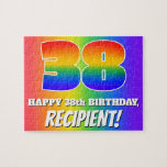 [ Thumbnail: 38th Birthday — Multicolored Rainbow Pattern “38” Jigsaw Puzzle ]