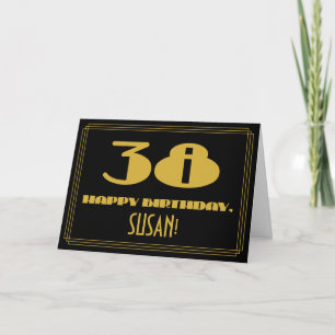 38th Birthday: Name + Art Deco Inspired Look "38" Card