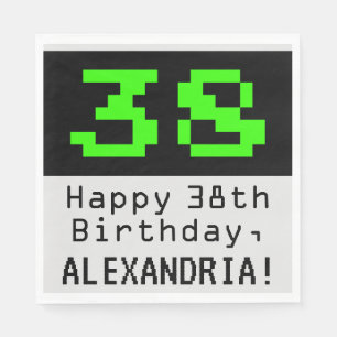 38th Birthday - Nerdy / Geeky Style "38" & Name Napkins