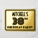 [ Thumbnail: 38th Birthday Party — Art Deco Style “38” & Name Invitation ]