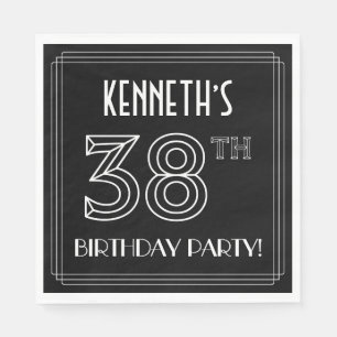 38th Birthday Party: Art Deco Style + Custom Name Napkins