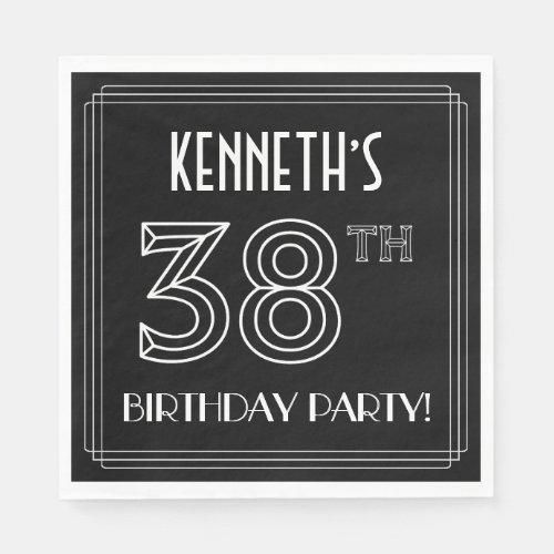 38th Birthday Party Art Deco Style  Custom Name Napkins
