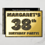 [ Thumbnail: 38th Birthday Party — Bold, Faux Wood Grain Text Invitation ]