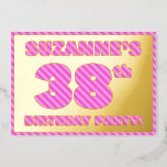 [ Thumbnail: 38th Birthday Party — Bold, Fun, Pink Stripes # 38 Invitation ]