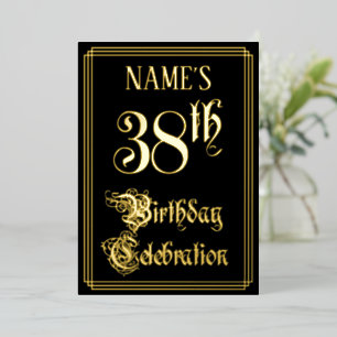 38th Birthday Party — Fancy Script & Custom Name Foil Invitation
