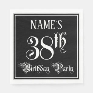 38th Birthday Party — Fancy Script + Custom Name Napkins