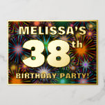 [ Thumbnail: 38th Birthday Party — Fun, Colorful Fireworks Look Invitation ]