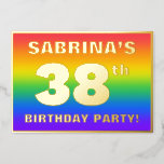 [ Thumbnail: 38th Birthday Party: Fun, Colorful Rainbow Pattern Invitation ]