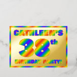 [ Thumbnail: 38th Birthday Party — Fun, Rainbow Spectrum “38” Invitation ]