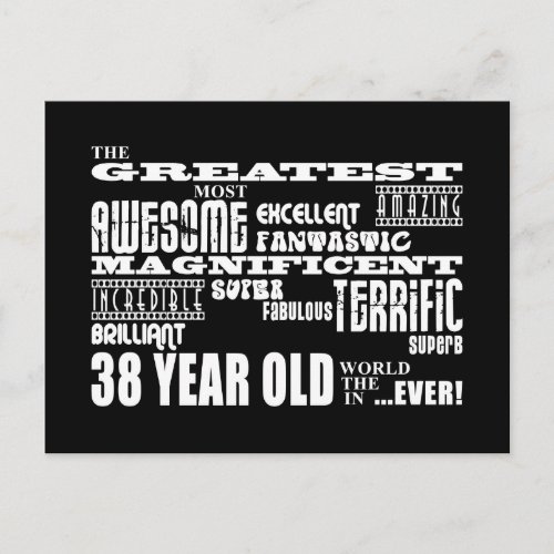 38th Birthday Party Greatest Thirty Eight Year Old Invitation Postcard